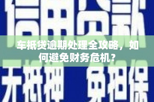 南阳车抵贷逾期处理全攻略，如何避免财务危机？